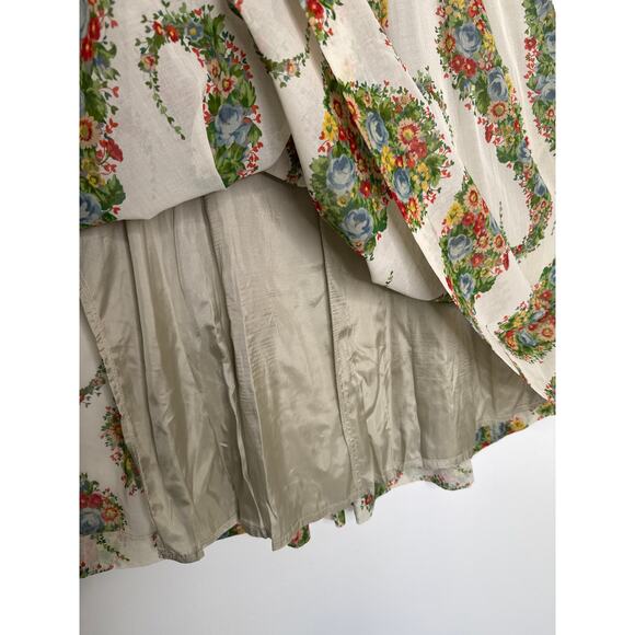 1980s Geiger Austria Floral Cotton Midi Skirt prairie folk retro Size 42 Medium - Picture 11 of 16